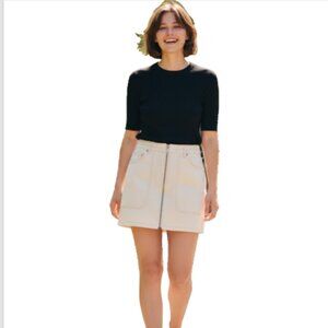 A Loves A Women’s Jean Skirt Sz 8 NEW White Denim Mini Full Zip Front Pockets